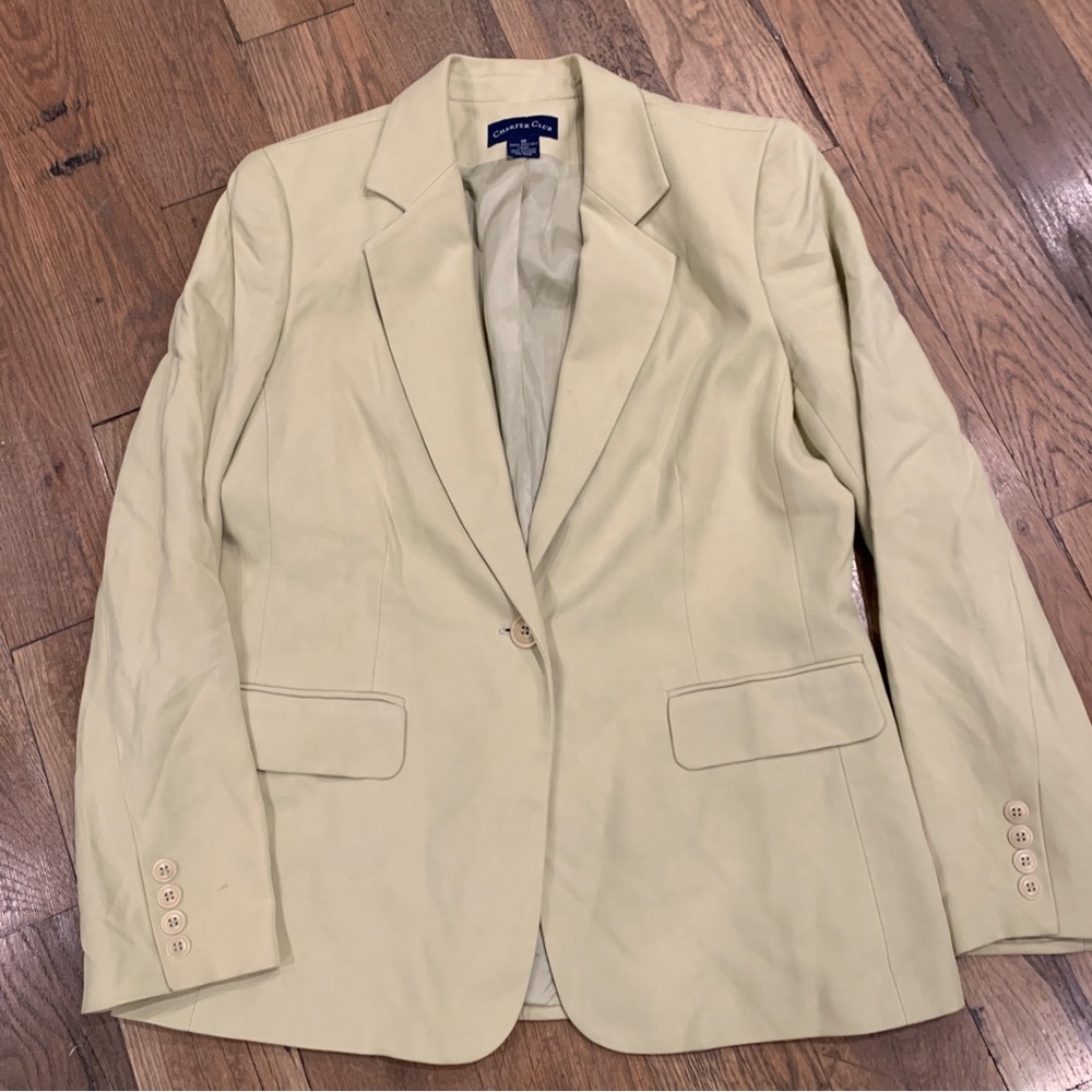 Charter Club Beige women’s blazer silk size 10